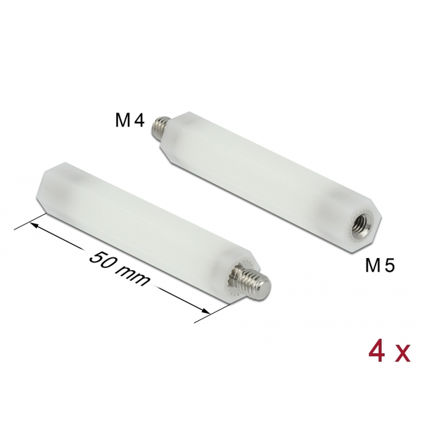 DELOCK Abstandshalter M 5 x M 4,Sechskant,Innen/Außen 50 mm
