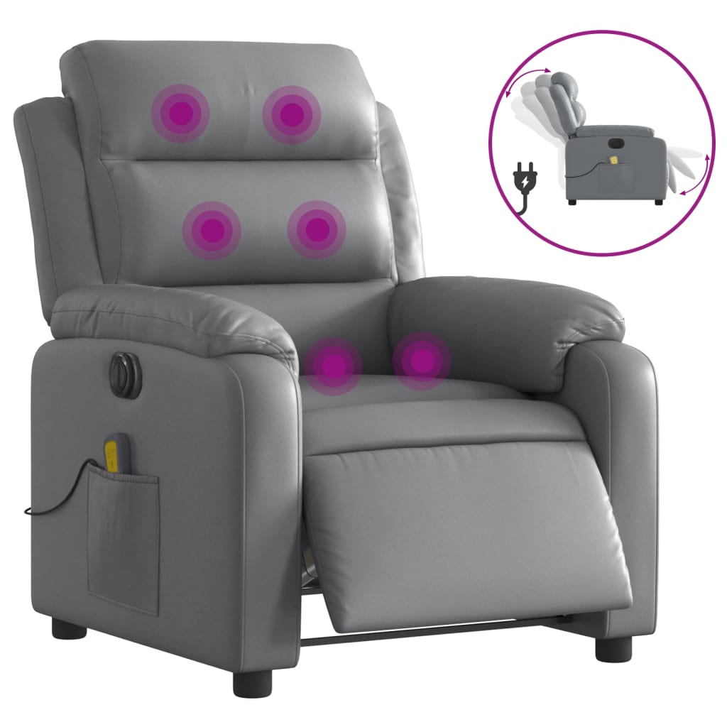 szürke műbőr elektromos dönthető masszázsfotel (3205038)