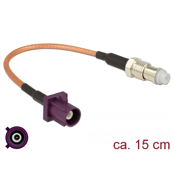 Delock FAKRA D-dugó > FME-hüvely RG-316 antenna kábel 15cm (89675) (DE89675)