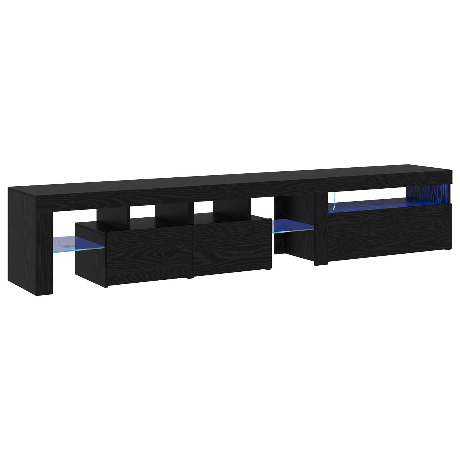 TV Szekrények 2 db LED Fénnyel Fekete Tölgy Mérnöki Fából (3332503)