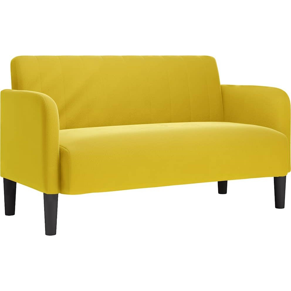 sárga bársony loveseat kanapé 109 cm (4100593)