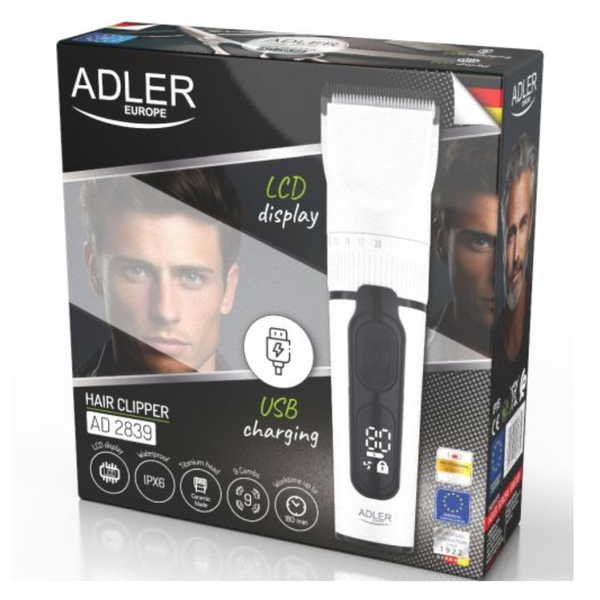 Adler AD 2839 Ножици за коса с акумулаторна батерия 2000mAh и LCD дисплей