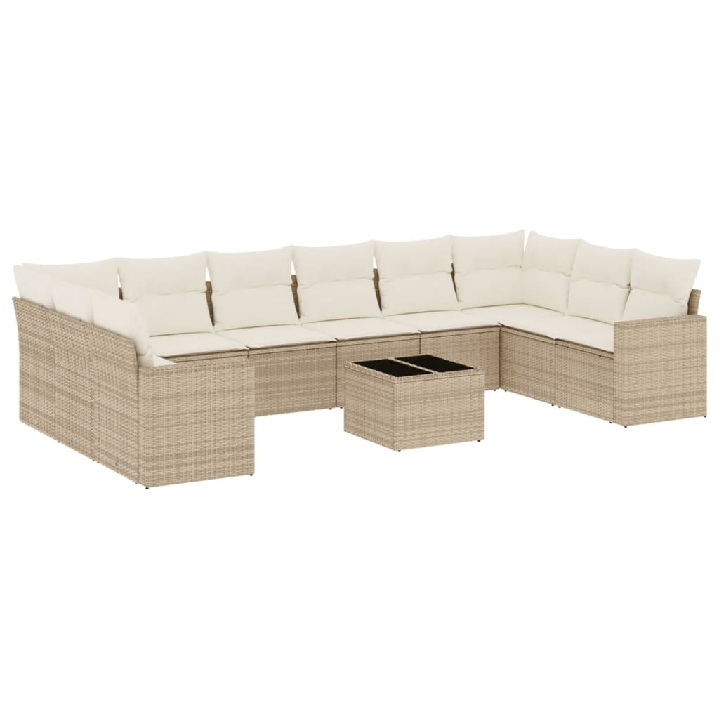 11 részes bézs polyrattan kerti ülőgarnitúra párnákkal (3219468)