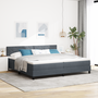 Boxspring Ágy Matrac Kék Szürke 200x200 cm Bársony