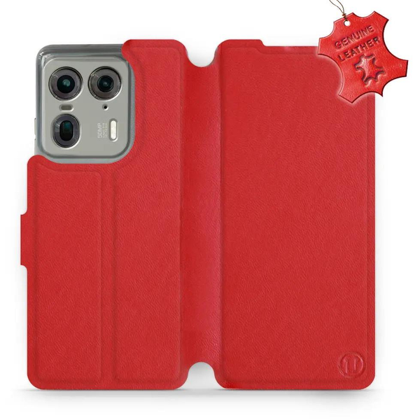 Leather Mobiwear flip book for Motorola EDGE 50 Ultra - Red - L_RDS
