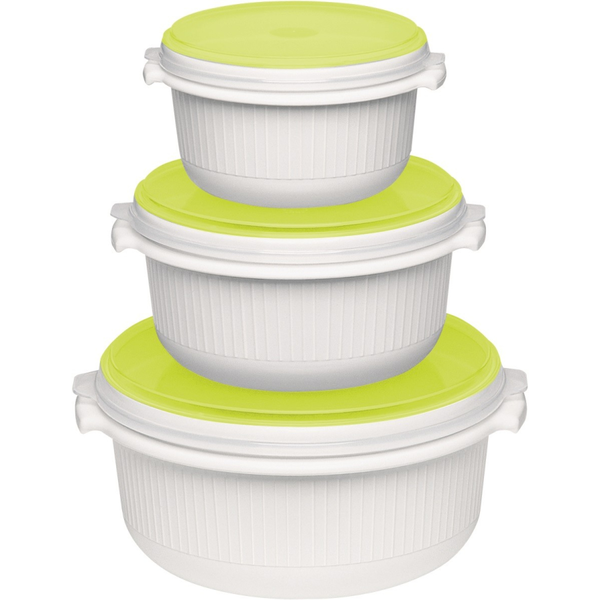 EMSA 509741 кутия за хранителни продукти Кръгъл Комплект Зелен, Бяла 3 броя