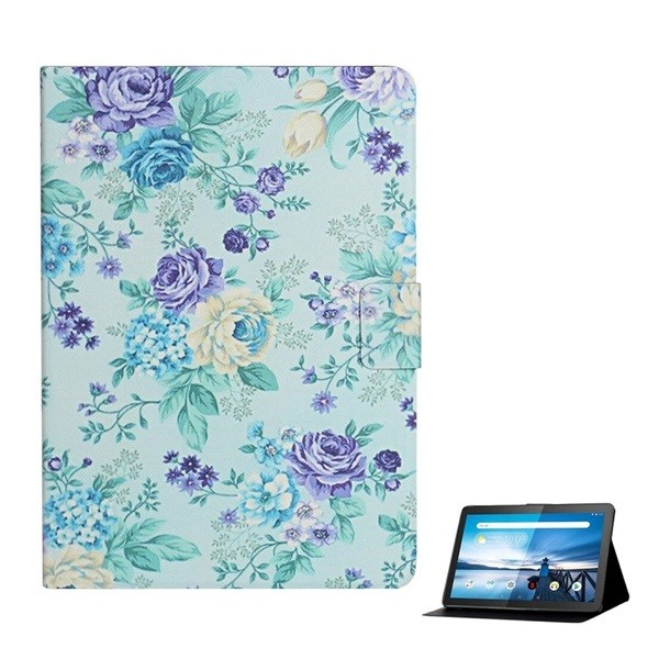Lenovo Tab M10 (10.1) TB-X605F, mappa tok, stand, virág minta, színes/kék (G97736)