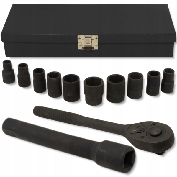 Zestaw narzędzi udarowych 12el. 1/2" (6-kątnych) (10-24mm)