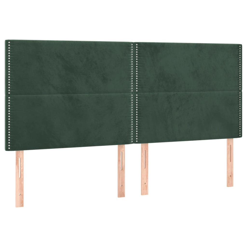 4 db sötétzöld bársony fejtámla 90x5x78/88 cm (3116255)