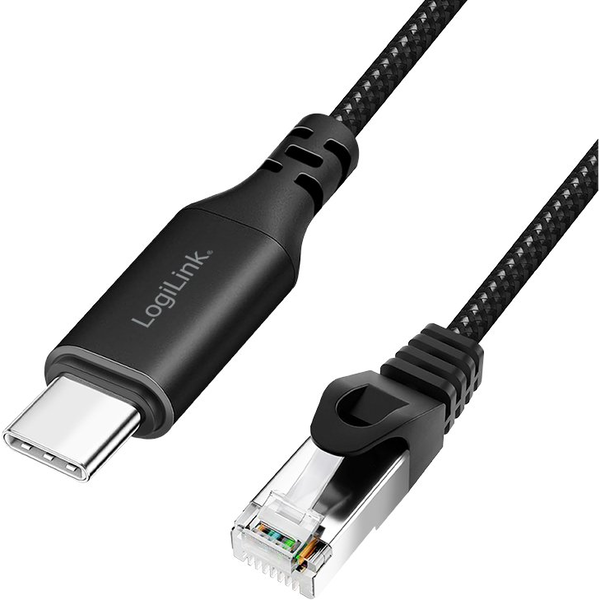 Kabel; USB 3.2; RJ45 konektor, USB C konektor; poniklovaný; 1,5 m; černý