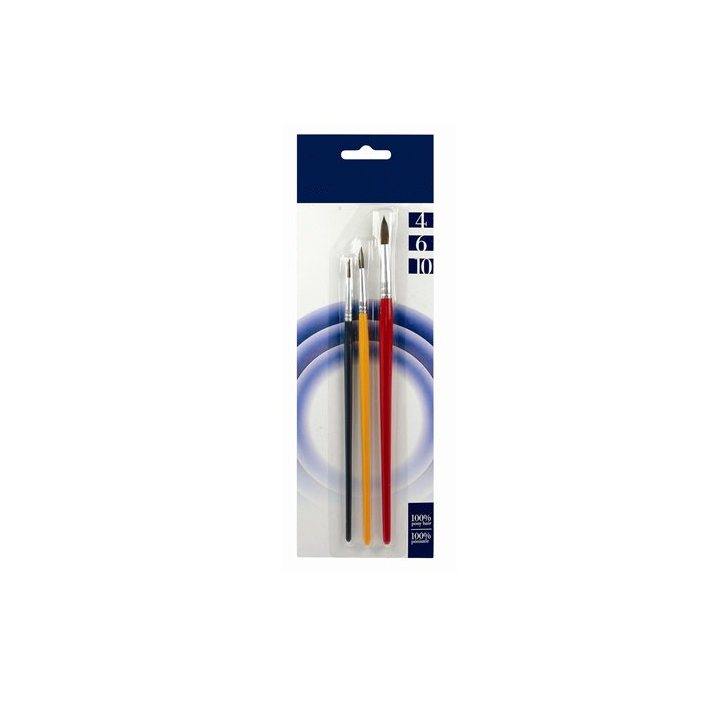 Nebuló No. 4-6-10 Kerek pónilószőr ecset készlet festett fanyéllel (HEK-F-3)