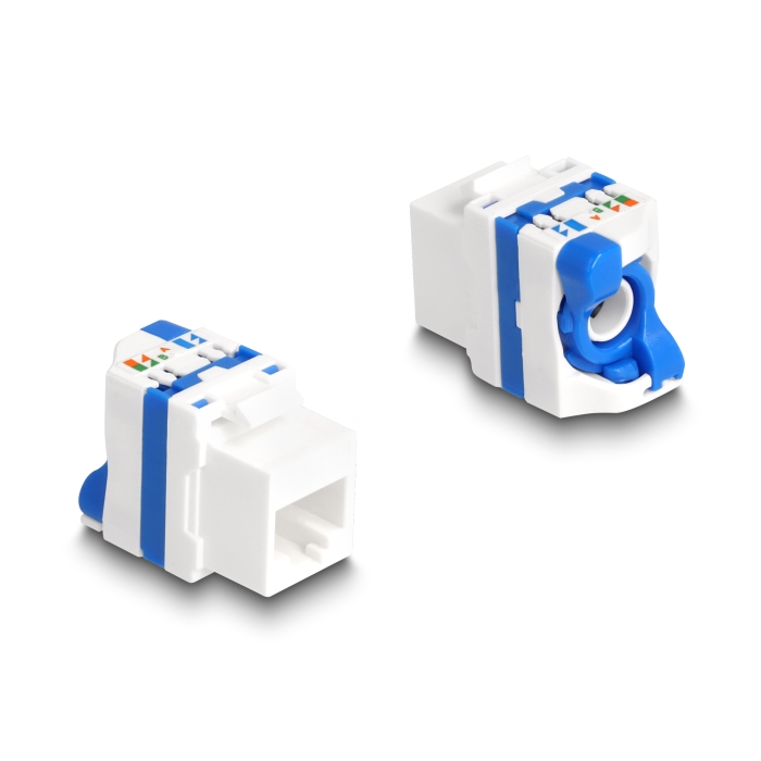 Delock Keystone Modul RJ45 anya - LSA Cat.6A eszköz nélkül beszerelhető, valamint rendelkezik kék elcsavarható zárral (88130) (88130)