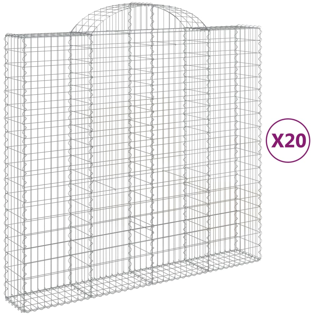 20 db íves horganyzott vas gabion kosár 200x50x180/200 cm (3146419)