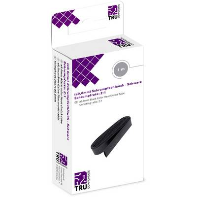 TRU COMPONENTS T1904CA032 Zsugorcső ragasztó nélkül Fekete 9 mm Zsugorodási arány:2:1 1 m (T1904CA032)