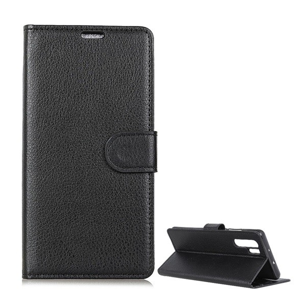 Tok álló, bőr hatású (FLIP, oldalra nyíló, asztali tartó funkció, prémium) FEKETE [Huawei P30 Pro] (5996457851959)