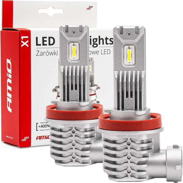 AMiO Led Izzó X1 sorozat H8/H9/H11/H16 12V 40W 6500K 2db (0502967)