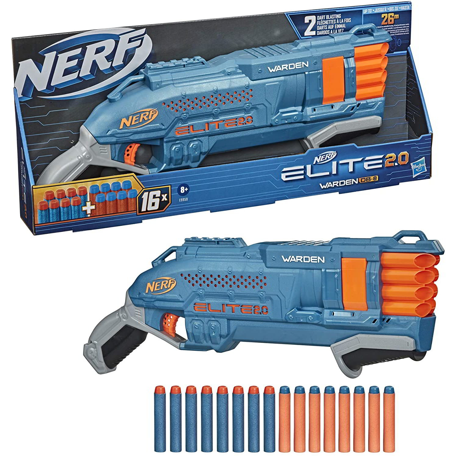 Hasbro Nerf Elite 2.0 Warden DB-8 szivacslövő fegyver (E9959EU4)