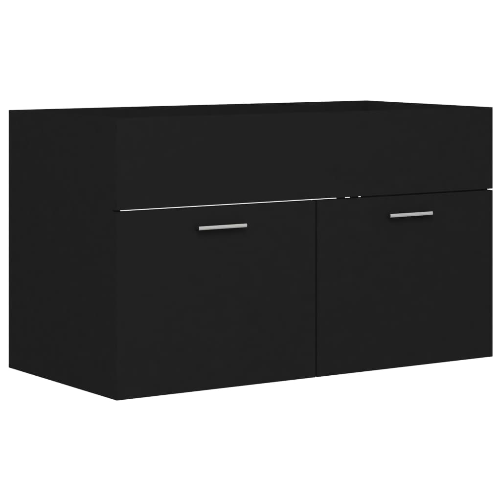fekete forgácslap mosdószekrény 80 x 38,5 x 46 cm (804657)