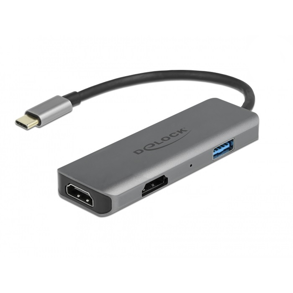 DELOCK USB Type-C zu Dual HDMI Adapter mit 4K 60Hz und USB Port