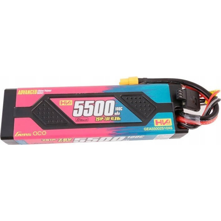 Gens ace Advanced 5500mAh 7.6V 100C 2S1P HardCase Lipo Battery Pack with XT60 (GEA55002S10X6)