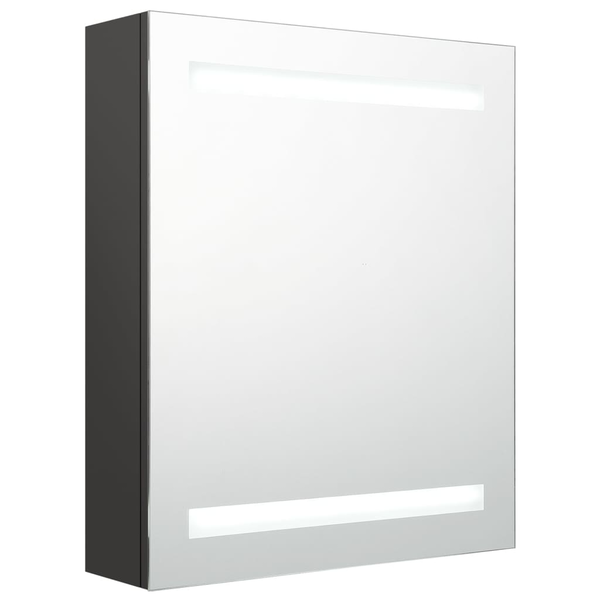 antracitszürke LED-es tükrös fürdőszobaszekrény 50 x 14 x 60 cm