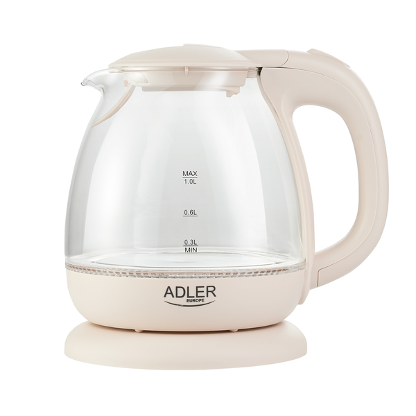 Adler AD 1283C 1L Üveg Vízforraló 1100W Krém