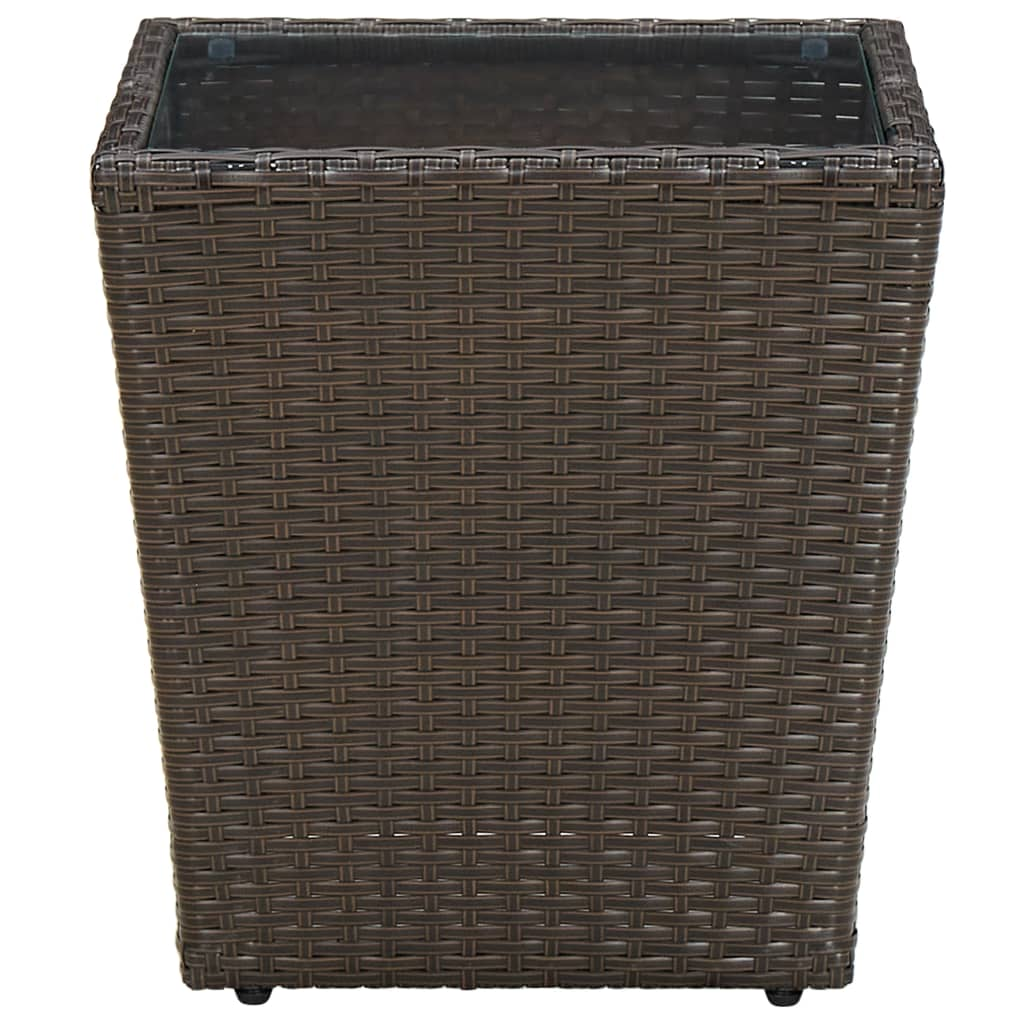 barna polyrattan és edzett üveg dohányzóasztal 41,5x41,5x44 cm (310558)