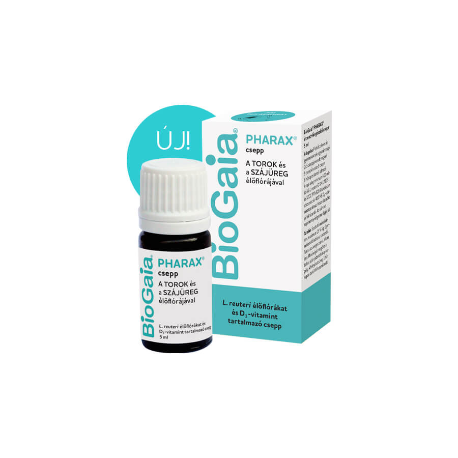 BioGaia PHARAX, étrend-kiegészítő csepp a TOROK és a SZÁJÜREG élőflórájával, 6 hónapos kortól (HMLY-PHR-35920)
