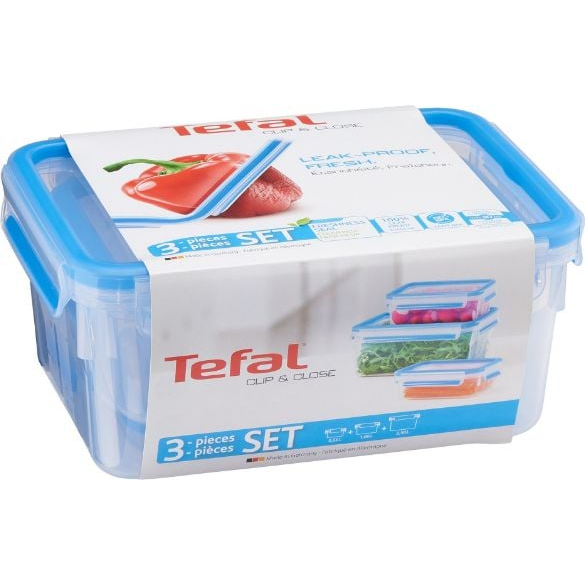 Tefal K30289 Rektangulær Kasse Transparent 3 stk