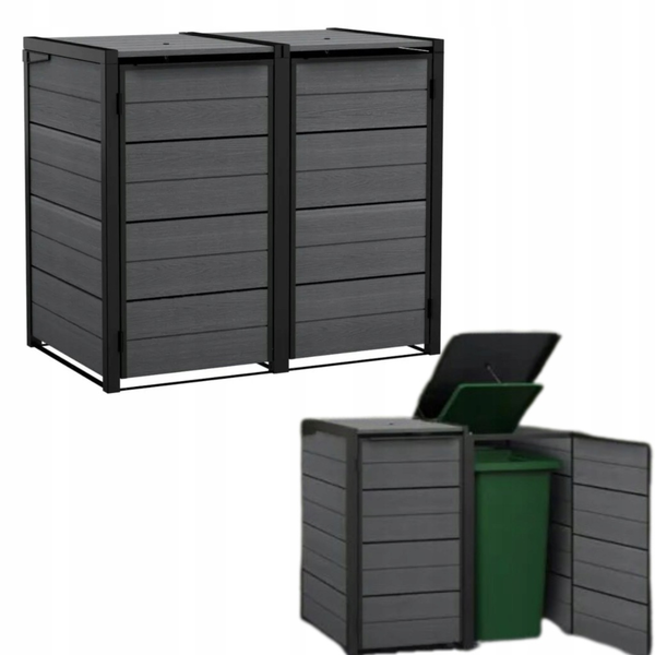 Kerti tároló Keter Hide Away 2x 120 l-es kukákhoz, szürke