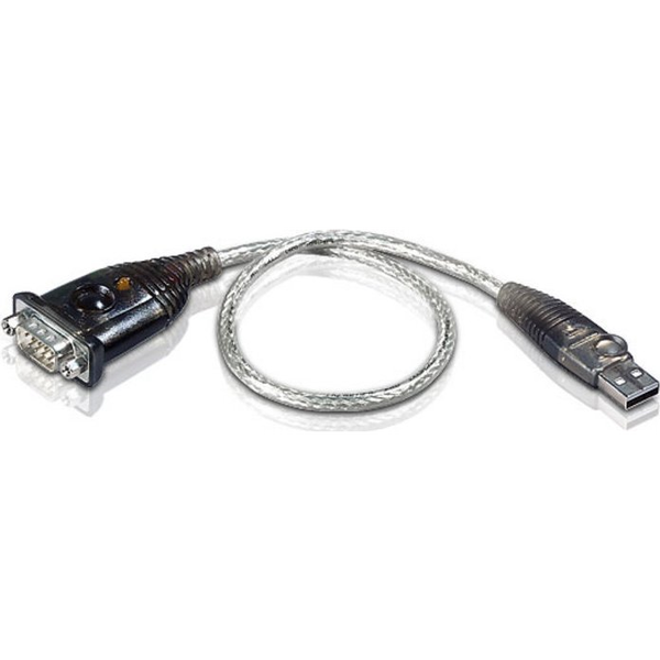 ATEN UC232A-AT cavo seriale Acciaio inox, Trasparente, Nero 0,35 m USB tipo A DB-9