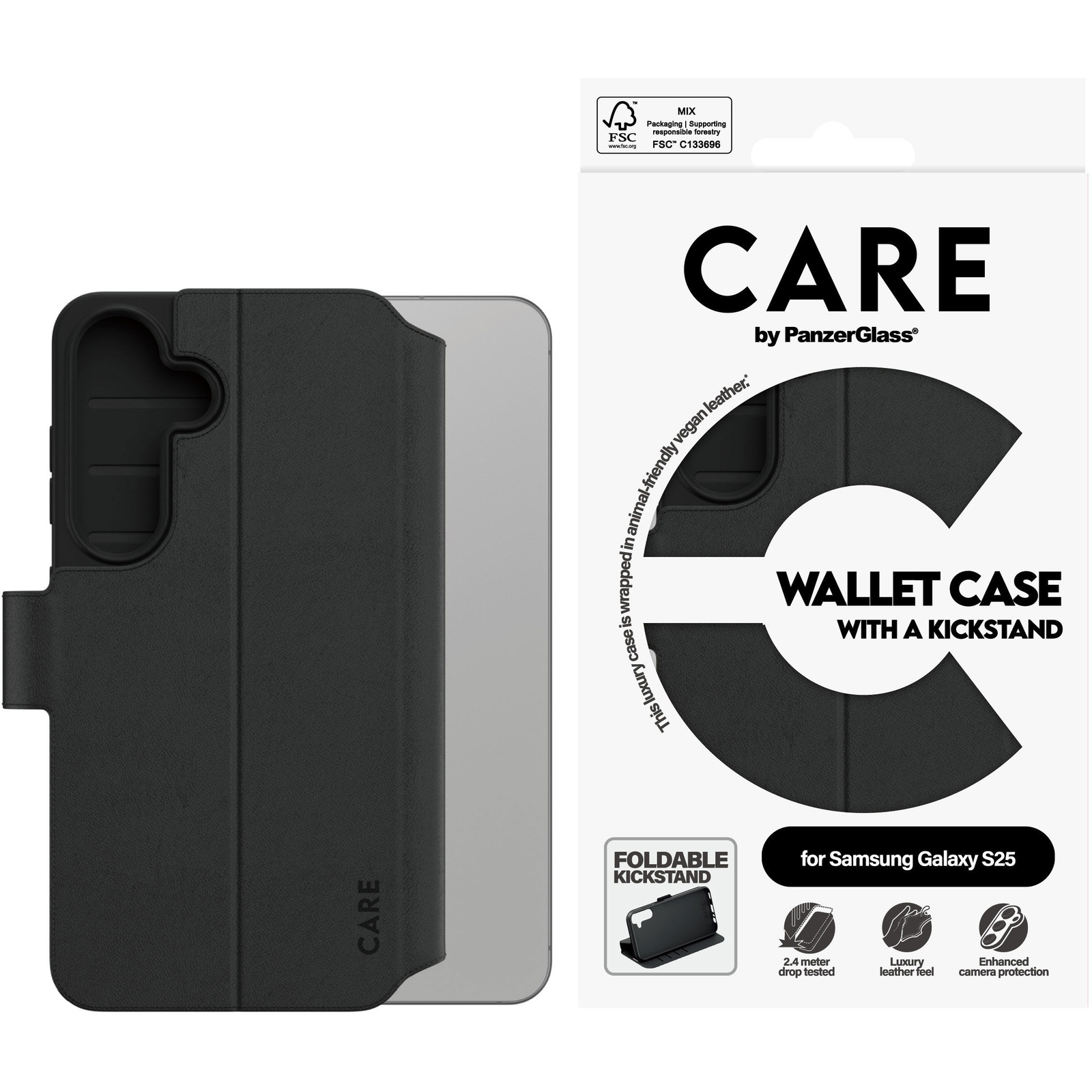 PanzerGlass CARE Wallet Kickstand Samsung Galaxy S25 tok (CRRFEWLG38388)