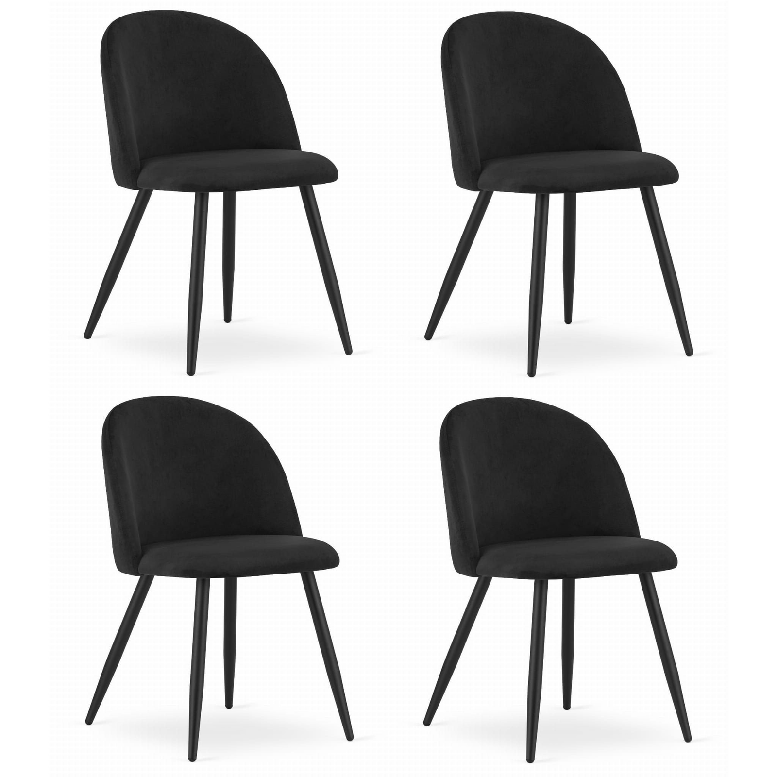 "BELLO Szék - Fekete Bársony / Fekete Lábak x 4" (HURT_5903332072637)