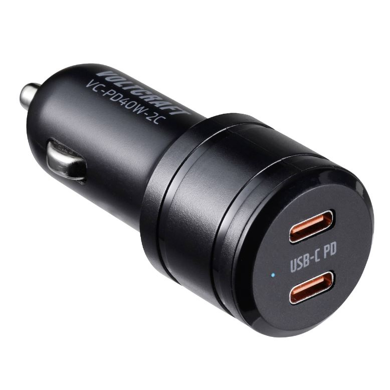 VOLTCRAFT 2xUSB-C autós töltő fekete (VC-13431420) (VC-13431420)