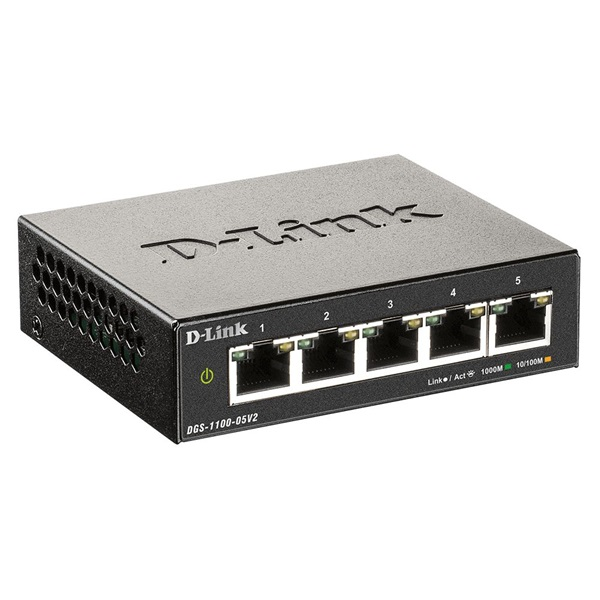 D-Link DGS-1100-05V2 sieťový prepínač Riadený L2 Gigabit Ethernet (10/100/1000) Čierna (DGS-1100-05V2/E)
