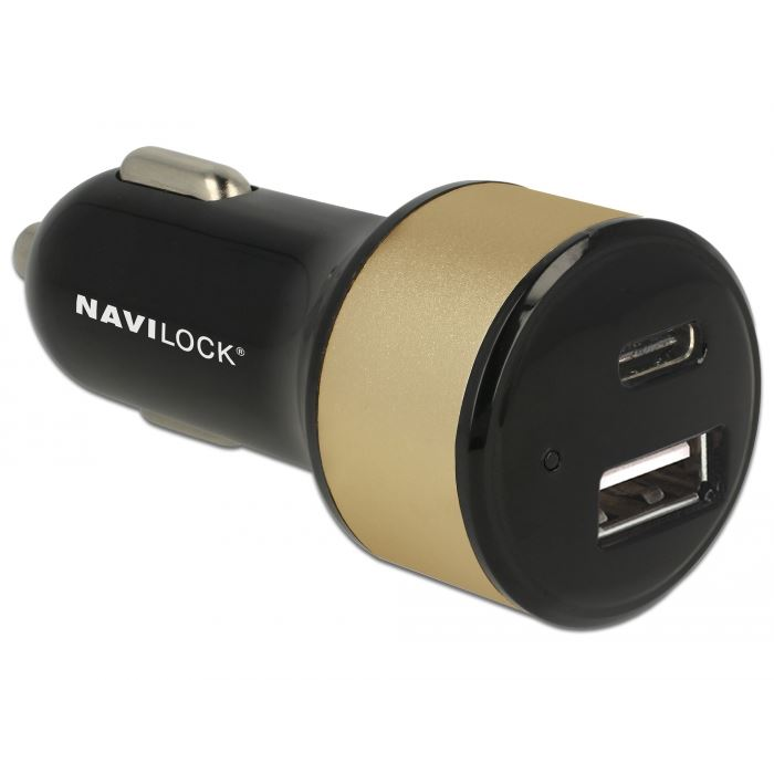 Navilock Autós töltő 1 x USB Type-C + 1 x USB A-típusú (63069) (NA63069)