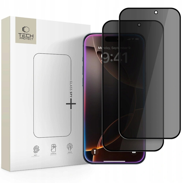 Szkło prywatyzujące Tech-Protect Glass Spy+ do Apple iPhone 16 Pro / 17 / 17 Pro Privacy [2 PACK]