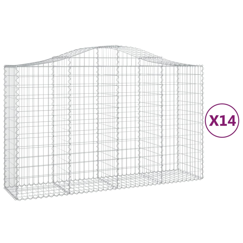 14 db íves horganyzott vas gabion kosár 200x50x120/140 cm (3145673)