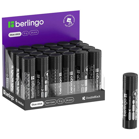 Berlingo Berlingo, klej w sztyfcie Double black, czarna, 24szt