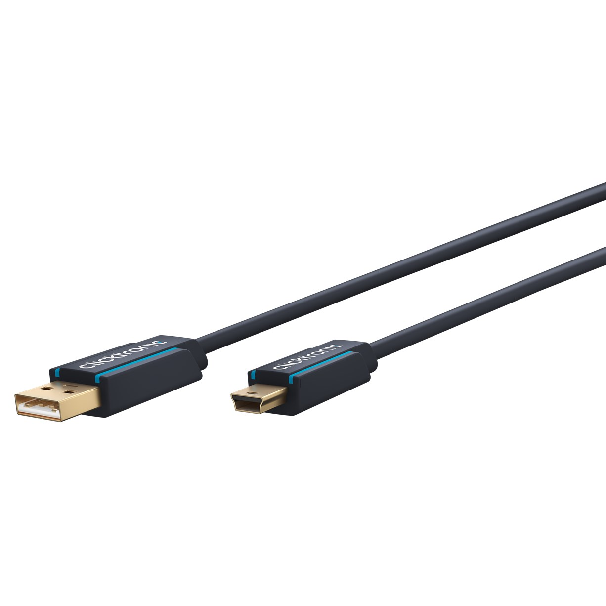 Clicktronic 70127 USB-A apa - Mini USB apa 2.0 Adat és töltőkábel - Fekete (1.8m) (70127)