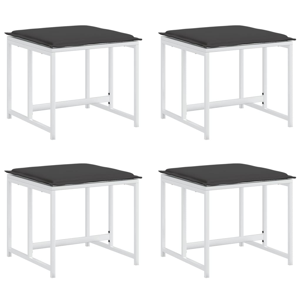 4 db fehér acél és textilén kerti ülőke párnákkal (4008591)