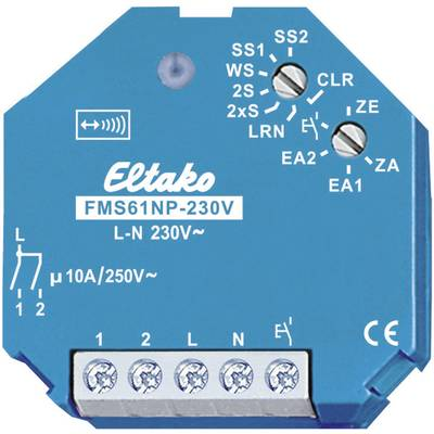 Eltako Kapcsoló működtető FMS61NP-230V Áramlöket kapcsoló 1 csatornás Süllyeszett Kapcsolási teljesítmény (max.) 2000 W Max. hatótáv (szabad területen) 100 m (30200330)