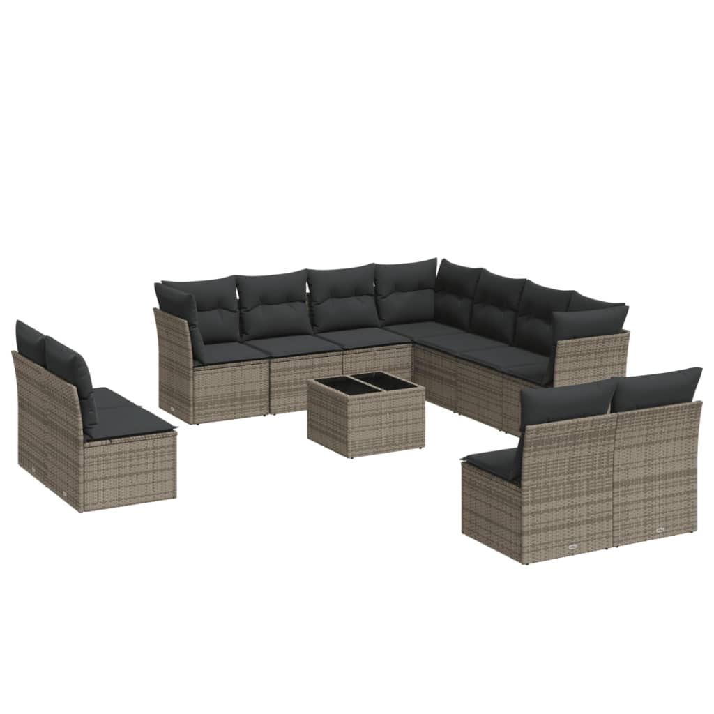 12 részes szürke polyrattan kerti ülőgarnitúra párnákkal (3217830)