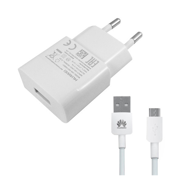 HUAWEI hálózati töltő USB aljzat (5V / 1000mA + microUSB kábel) FEHÉR (HW-050100E01W_MICROUSB)