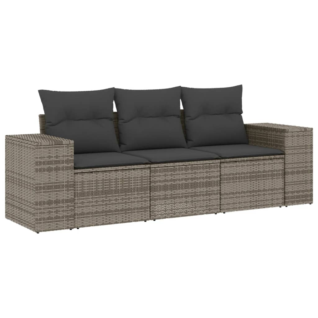 3 részes szürke polyrattan kerti ülőgarnitúra párnákkal (3254597)