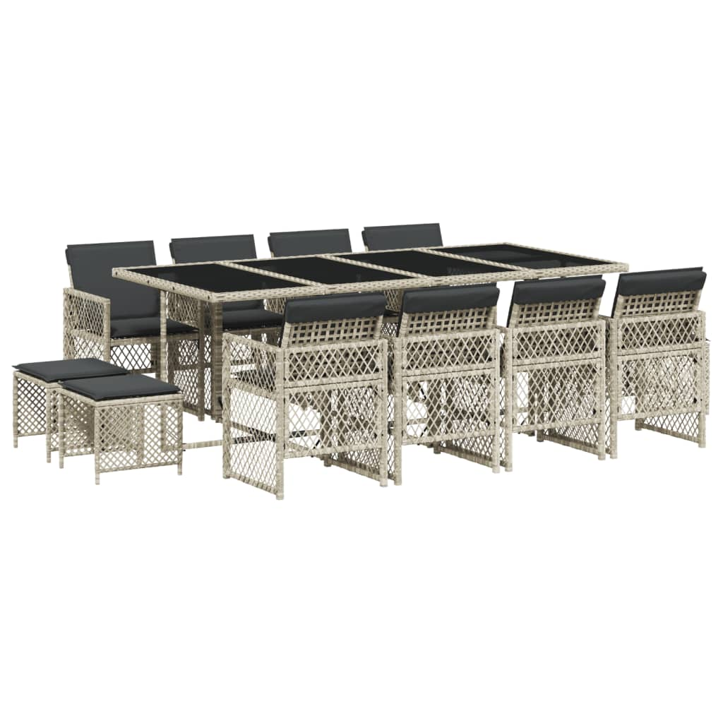 13 részes szürke polyrattan kerti étkezőgarnitúra párnákkal (3210803)