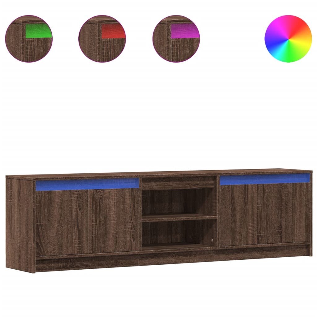 barna tölgy színű szerelt fa LED-es TV-szekrény 180x34x50 cm (3307918)