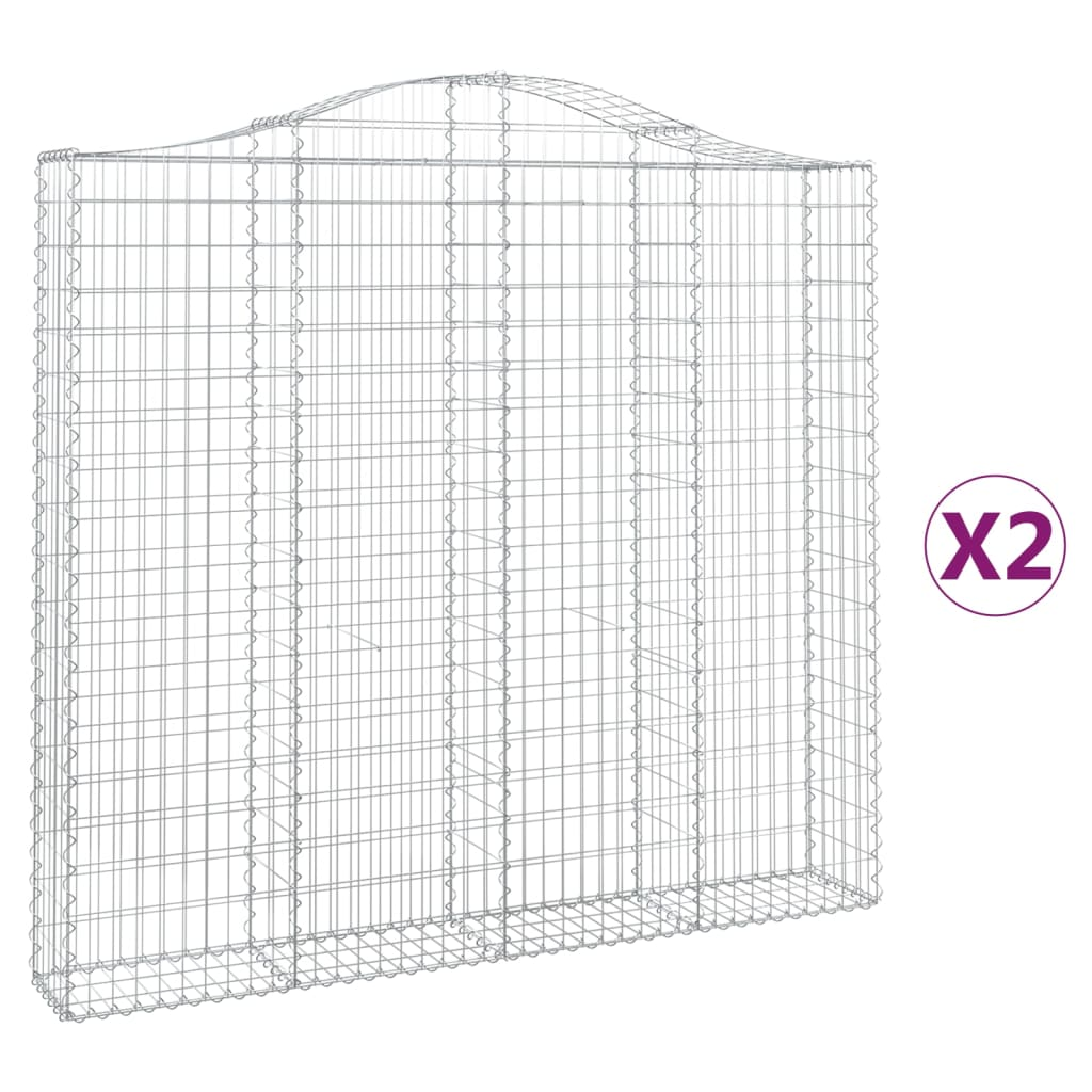 2 db íves horganyzott vas gabion kosár 200x30x180/200 cm (3145514)