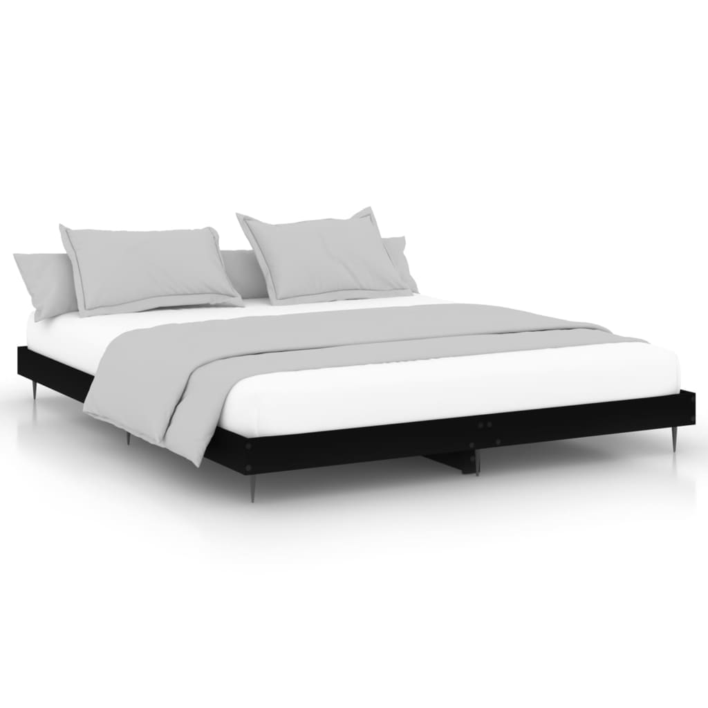 fekete szerelt fa ágykeret 200 x 200 cm (832214)