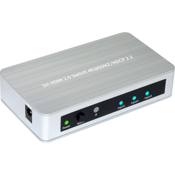 MicroConnect HDMI 2.0 Switch 3 to 1 way